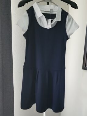The Children's Place Navy Dress with White Shirt Layer